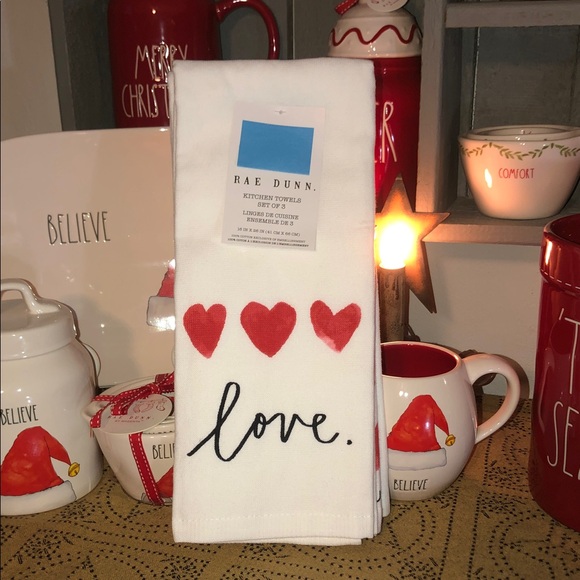 Rae Dunn Other - Rae Dunn LOVE Kitchen Towels Set of 3